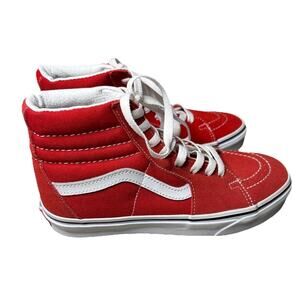 Vans Sk8-Hi Red / True White Canvas Suede Skate Shoes Sneakers Size 7.5 NEW